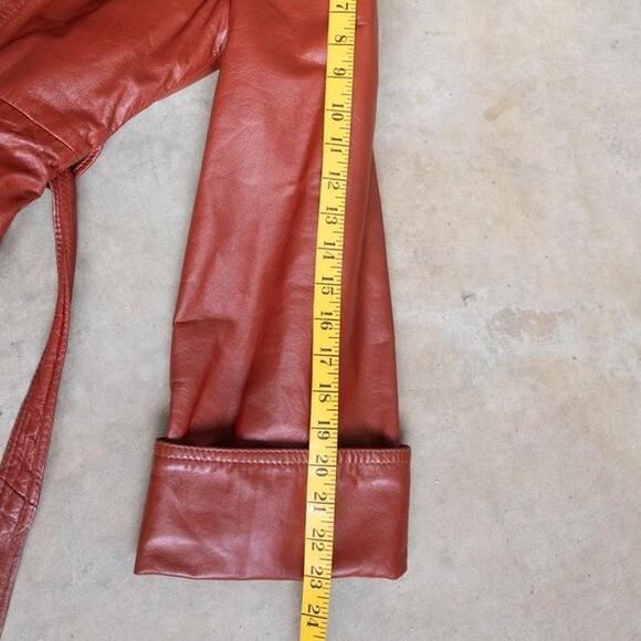 Vintage Orange Genuine Leather Trench Coat Size Medium - Picture 8 of 8